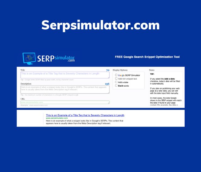 Phần mềm seo miễn phí SERP Simulator